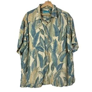 Tori Richard Honolulu Aloha Palm Feather Short Sleeve Button Down XL